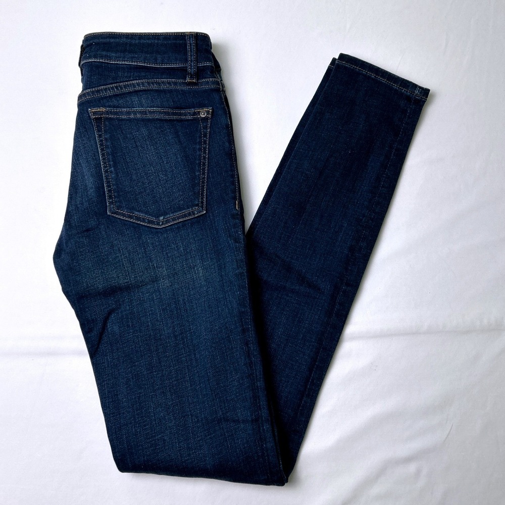 Warp+Weft Womens JFK New York City Mid Rise Skinny Jeans Size 24/0 Mid Dark Blue
